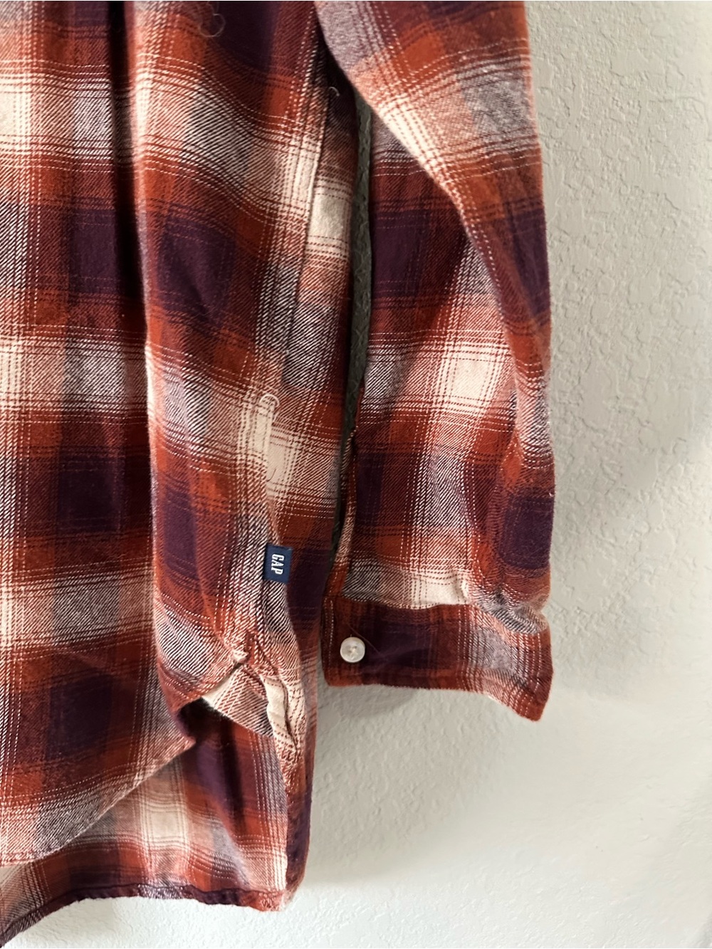 GAP Womens Plaid Button-Down Shirt - Rust, Cream, Brown - Picture 2 of 7